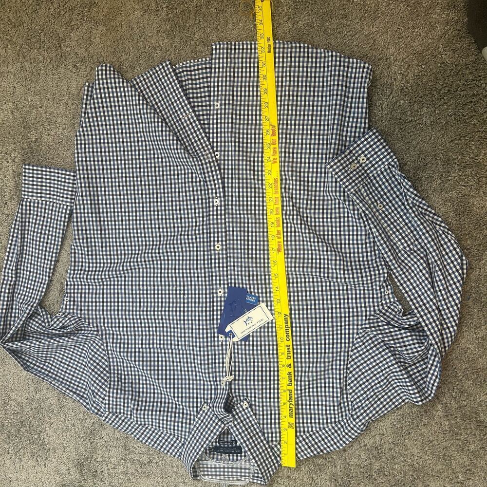 Southern Tide Button Down Size XXL Gingham Madras Blue 91% Nylon 5382 - Picture 5 of 9
